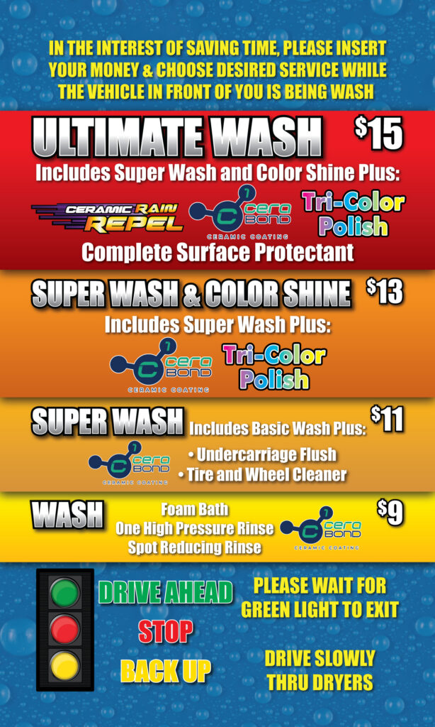 K's Car Wash Automatic Menu